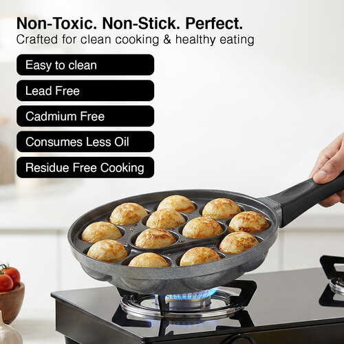 Prestige Omega Select Plus Paniyarakkal with Lid 20 cm (Aluminium, Non-stick)