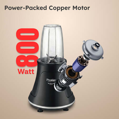 Prestige Nutri-Zen Mixer Grinder with 3 Polycarbonate Jars – Big Jar - 1000ml | Sipper Jar with Handle - 700ml | Small Jar - 700ml |Compact & Powerful Blender for Juices, Shakes & More