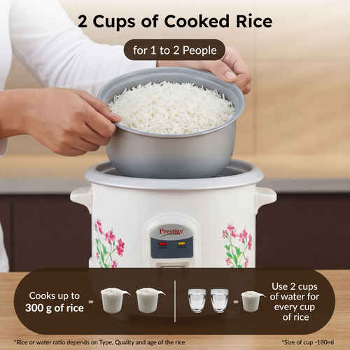 Prestige Delight PRWO Electric Rice Cooker (White), 0.6 Litre