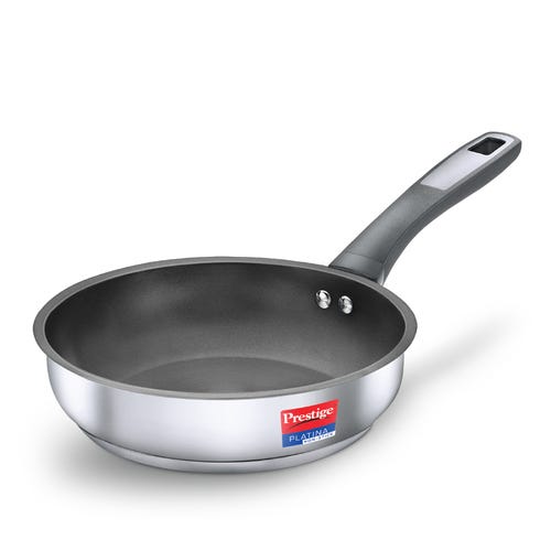 Prestige Platina Non-stick Stainless Steel Unique Impact Forged Bottom Fry Pan, Silver