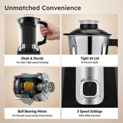Prestige Ergon Mixer Grinder (With 3 Stainless Steel Jars And 1 Juicer Jar)