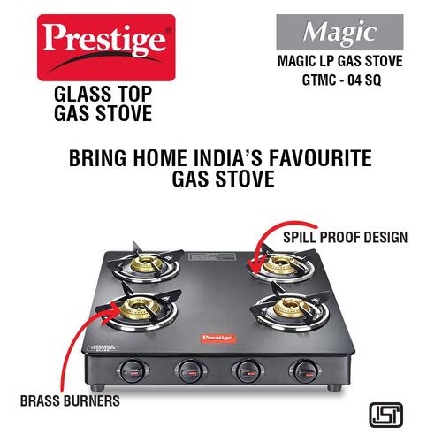 Prestige Magic Powder Coated Glass Top Gas Stove - GTMC
