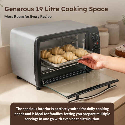 Prestige Oven-Toaster-Griller POTG 19 PCR - 19 L 1500 Watts (Black) | Temperature Control