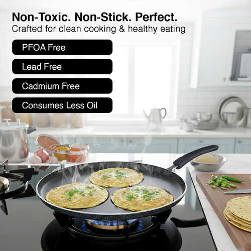Prestige Omega Select Plus 3-Layer Metal Spoon-friendly Set Dosa Tawa (Black)
