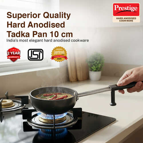 Prestige Hard Anodised Cookware Tadka Pan, (Black)