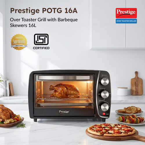 Prestige POTG 16A 16 Litres OTG | 1200 Watts | 2 High Efficiency Heaters | Temperature Control with Timer | 3 Function Control | Crumb Tray | 2Y Warranty