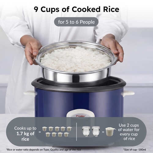 Prestige Electric Rice Cooker - Cute 2.8-2 SS (2.8 L Open Type, with Stainless Steel Cooking Pan - 2 Unit)