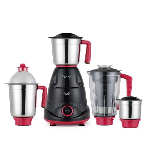 Prestige 750 Watts Regal Mixer Grinder with 4 Jars (3 Stainless Steel Jars + 1 Juicer Jar)|