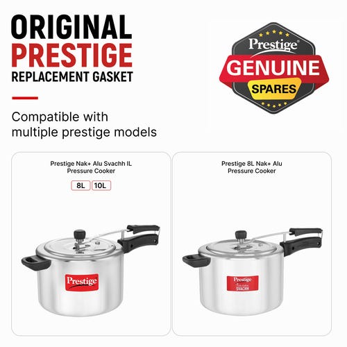 Prestige Nakshatra Inner Lid Pressure Cooker Gasket, 8 & 10 Litres - Black