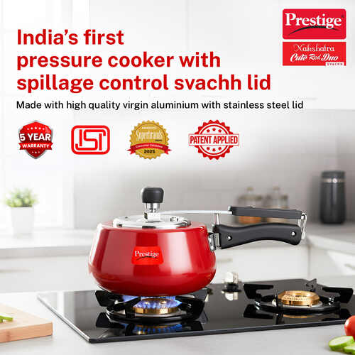 Prestige Nakshatra Cute Duo Svachh Aluminium Spillage Control Pressure Cooker (Red)