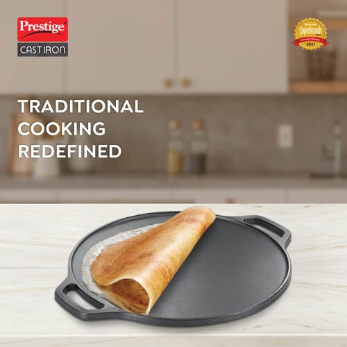 Prestige Cast Iron Scratch Resistant Round Base Dosa Tawa 30 cm, (Black)