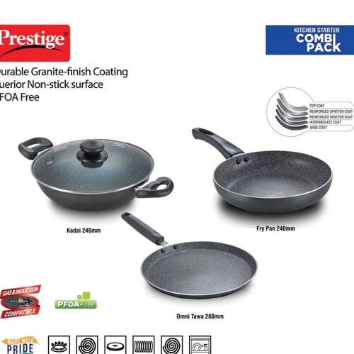 Prestige Aluminium Kitchen Starter Combi Pack (Induction Cooktop PIC 20.0 & Induction Bottom 3 Pc Cookware Set)