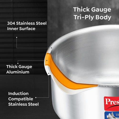 Prestige Tri Ply Splendid Sauce Pan With SS Lid