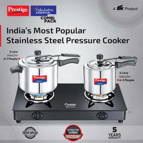 Prestige Nakshatra Essential Svachh Stainless Steel Pressure Cooker Combi Pack