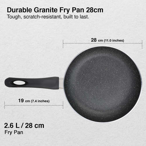 Prestige Omega Deluxe Granite Non-stick Round Base Fry Pan, 28cm - 3L (Black)