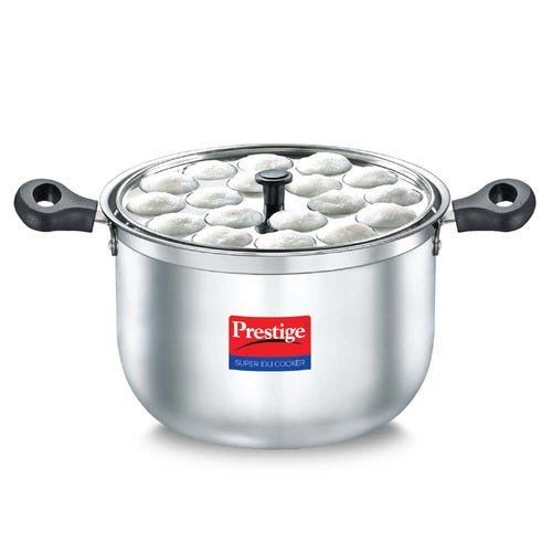 Prestige Super Stainless Steel Steam Vent Idli Cooker, 6 Plate (Silver)