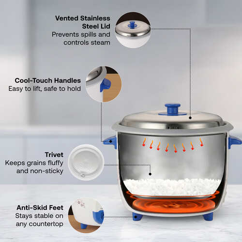 Prestige Atlas Delight Electric Rice Cooker (1.8 L, Blue)