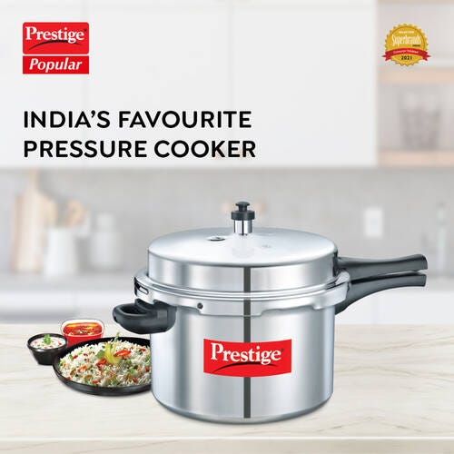 Prestige Popular Virgin Aluminium Precision Weight Valve Pressure Cooker, 8.5 L (Silver)