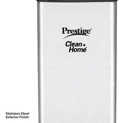 Prestige CleanHome PFBS Single Flip Bin with Plastic Lid, 8 L (Silver)