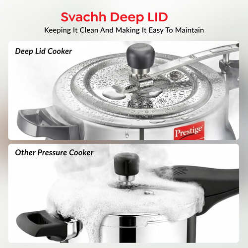 Prestige 5L Aluminium Nakshatra Pro Plus Svachh Pressure Handi | Deep Lid | Sturdy Handles | Anti-Bulge Base | Metallic Plug | 5 Yrs Warranty | ISI Certified