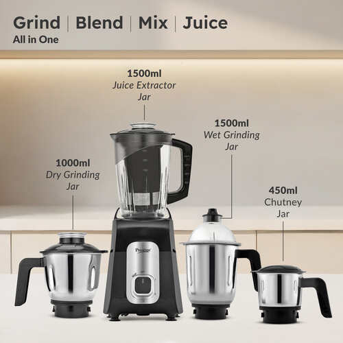 Prestige Ergon Mixer Grinder (With 3 Stainless Steel Jars And 1 Juicer Jar)