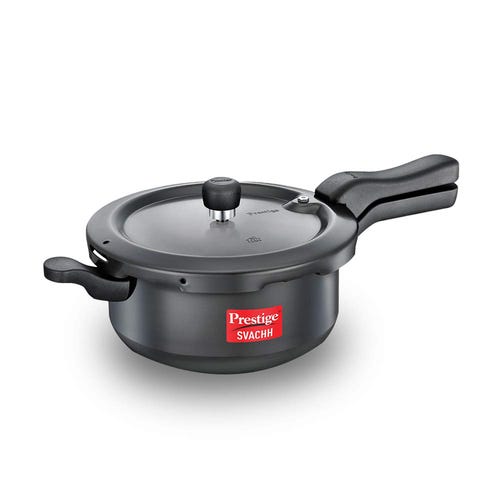 Prestige Svachh Hard Anodised Spillage Control Pressure Cooker, (Black) 3.5 L