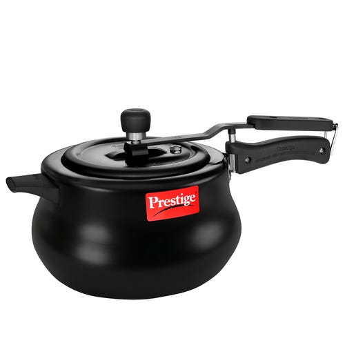 Prestige Nakshatra Plus Svachh Hard Anodised Aluminium Spillage Control Handi Pressure Cooker (Black) 5 L