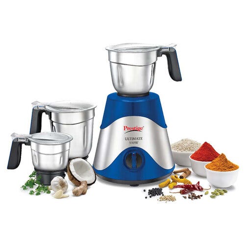 Prestige Ultimate 550 W Mixer Grinder, 3 Jars (1600 ml, 1300 ml, 700 ml) (Blue, Silver)