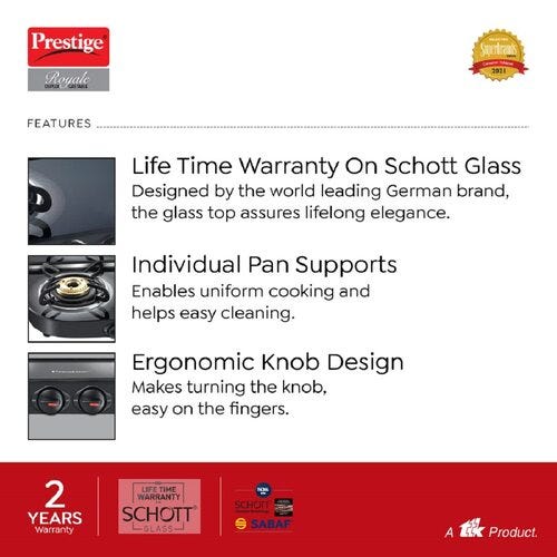 Prestige Royale Plus Duplex Glass Top Gas Stove