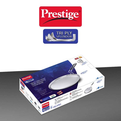 Prestige 25cm Tri-Ply Stainless Steel Splendor Omni Tawa|Gas & Induction Compatible| Even Heat Distribution|Strong and Durable| Perma-Cool Handles| Lifetime Warranty