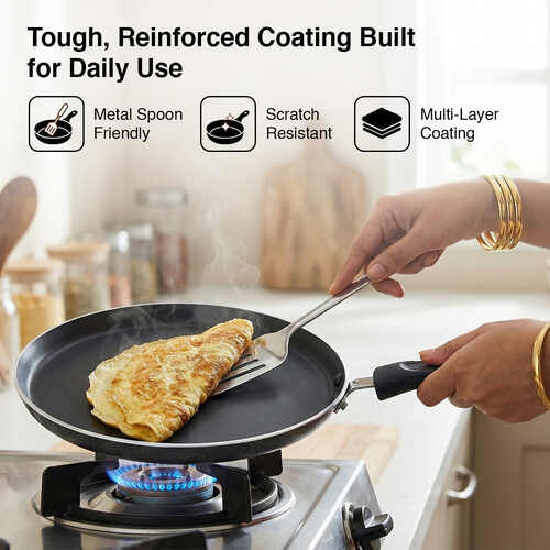 Prestige Non-stick Dosa Tawa 27.5cm | OSP IB | Gas & Induction Compatible | PFOA Free | Metal Spoon Friendly | Sturdy Handle | 1Y Warranty | ISI Certified