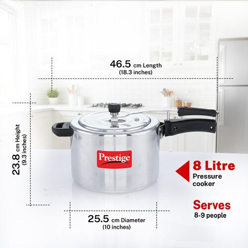 Prestige Nakshatra Plus Svachh Aluminium Inner Lid Pressure Cooker with Unique Deep Lid for Spillage Control