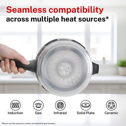 Prestige Popular Plus Svachh Virgin Aluminium Spillage Control Pressure Cooker, 4 L (Silver)