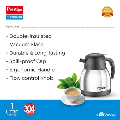 Prestige Thermo-Pot Stainless Steel Coffee & Tea Flask (PSCF 1L)