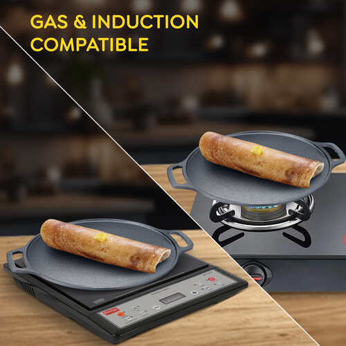 Prestige 30cm Dura Cast Iron Non-Stick Dosa Tawa| Heavy Gauge| Gas & Induction Compatible| Scratch Resistant| Even Heat Distribution|Lifetime Warranty