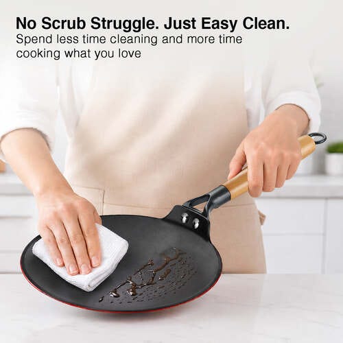 Prestige Castlite Enamel Coated Lightweight Cast Iron Concave Tawa 25cm | High Heat Retention, Rust-Proof | Gas & Induction Compatible | Low-Oil Cooking | Stay-Cool Handle | Easy Clean | 15Y Warranty