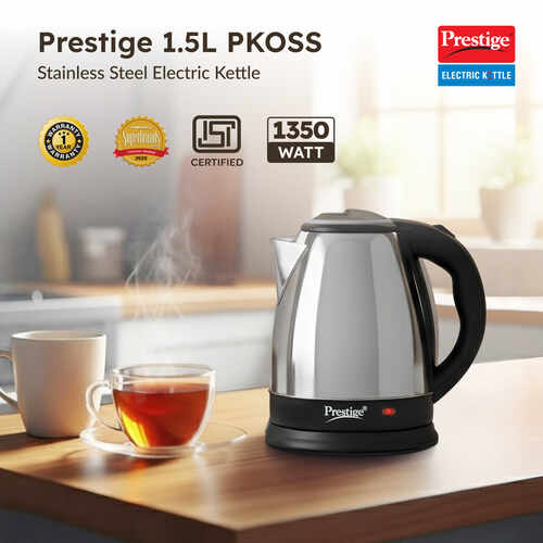 Prestige PKOSS Stainless Steel Electric Kettle 1500W (Silver)