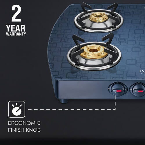 Prestige Premia Schott Glass Top Gas Stove (4 Burners) - GTS 04 (D) (Black)