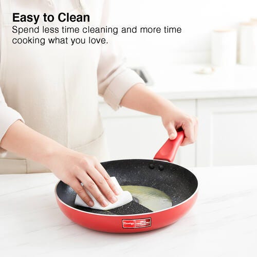Prestige Aluminum Omega Cookware Set, 3-Piece, 1.5 Liters, Red