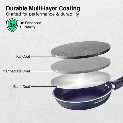 Prestige Ceraglide Ceramic Coated 20 cm Non-Stick Fry Pan | Consumes Less Oil | PreferredFor High Heating & Even Heating | Stain-Resistant | Gas & Induction Compatible | No Harmful Chemicals