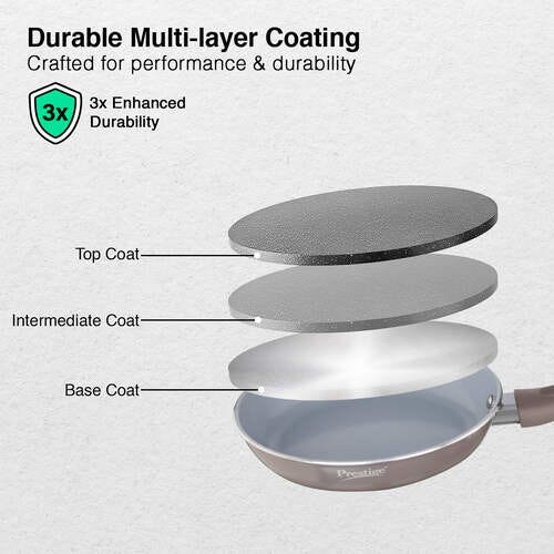 Prestige Ceraglide Duo Ceramic Coating Non Stick Aluminium Cookware Fry Pan Dia 22 cm (1.3 Litre)