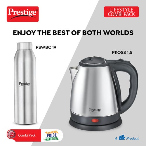 Prestige Electric Kettle PKOSS 1.5L+Single Wall water Bottle