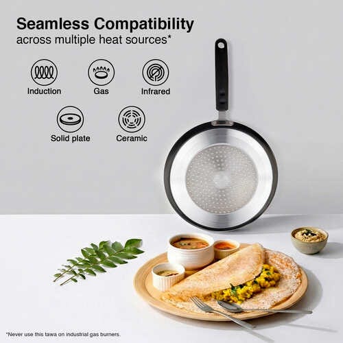Prestige Omega Deluxe Granite Non-stick Round Base Omni Tawa, 25 cm (Black)