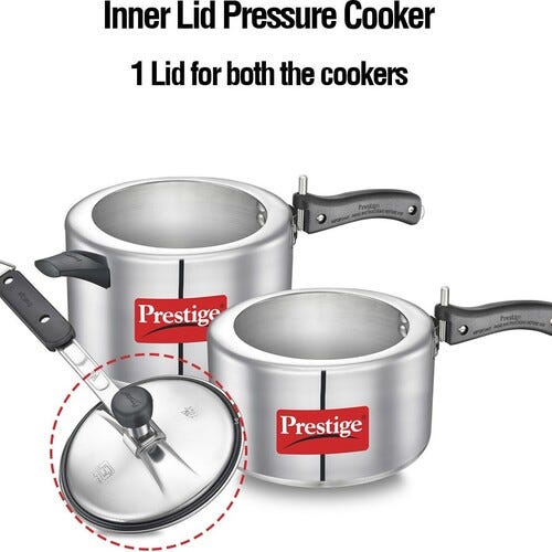 Prestige Nakshatra Plus 5 L, 3 L Inner Lid Induction Bottom Pressure Cooker (Aluminium)