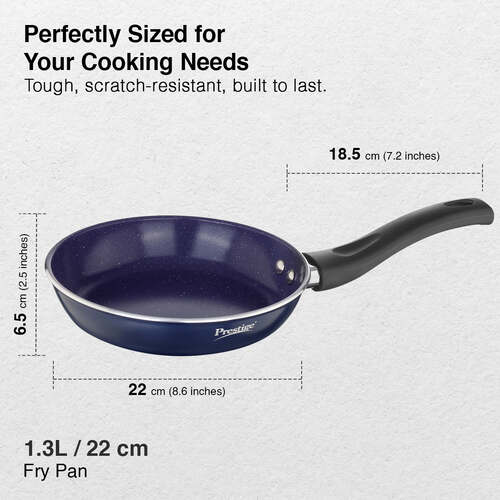 Prestige Ceraglide Ceramic Coated 22 cm Non-Stick Fry Pan | Consumes Less Oil | Preferred For High Heating & Even Heating | Stain-Resistant | Gas & Induction Compatible | No Harmful Chemicals