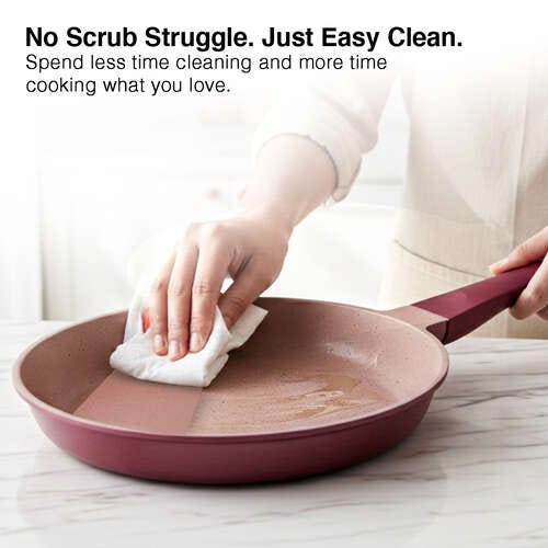 Prestige 24cm Omega Die-Cast Non-Stick Fry Pan | 3-Layer Coating | Die-Cast Body | Metal Spoon Friendly | Heavy Base | Pink