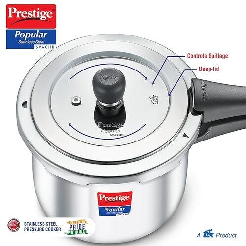 Prestige Popular Svachh Spillage Control SS Pressure Cooker