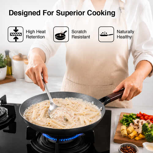 Prestige Castlite Nitride Cast Iron Fry Pan 24cm/1.5L | Lightweight, High Heat Retention & Rust-Proof | Gas & Induction Compatible | Low-Oil Cooking | Stay-Cool Handle | Chemical-Free | 15Y Warranty