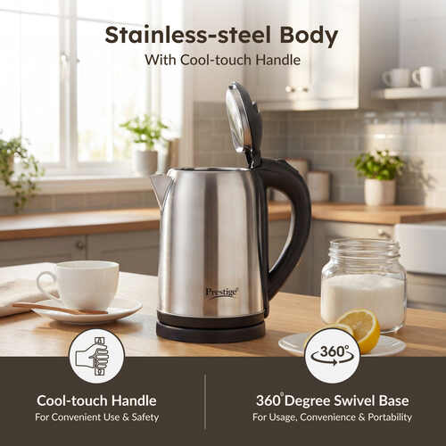 Prestige PKNSS Electric kettle, Silver, 1.0 L (1000 ML With Concealed Element)
