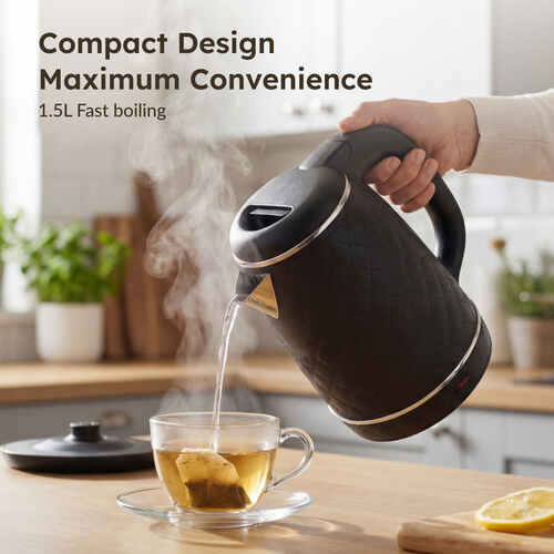 Prestige PKCT 1.5 Litre Electric Kettle with Designer Cool Touch Exterior| Stainless Steel Inner Body| Dry Heat Protection|Black